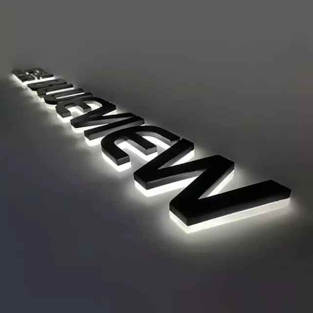 Led Gold Metal Letter Steel Signs Backlit Led Channel Letters Sign Gold Letter
