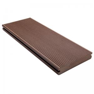 China Wood Fiber 138*26mm Solid Composite Decking Waterproof Deck Boards Insect Resistant on sale