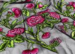 Coloured Embroidery 3D Flower Polyester Lace Fabric By The Yard For Party Dress