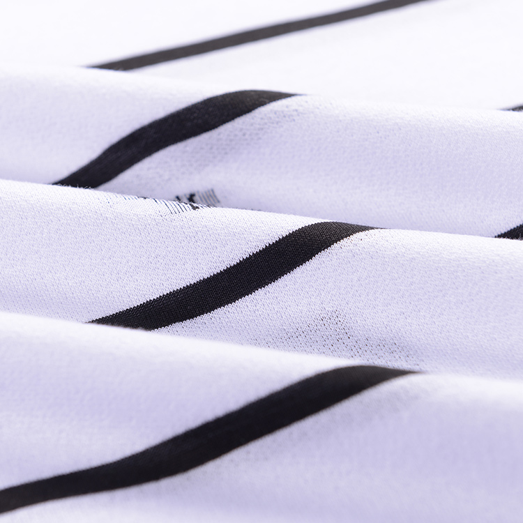 Bee Pattern Black And White Striped T Shirt Mens Breathable Bamboo Fiber Material
