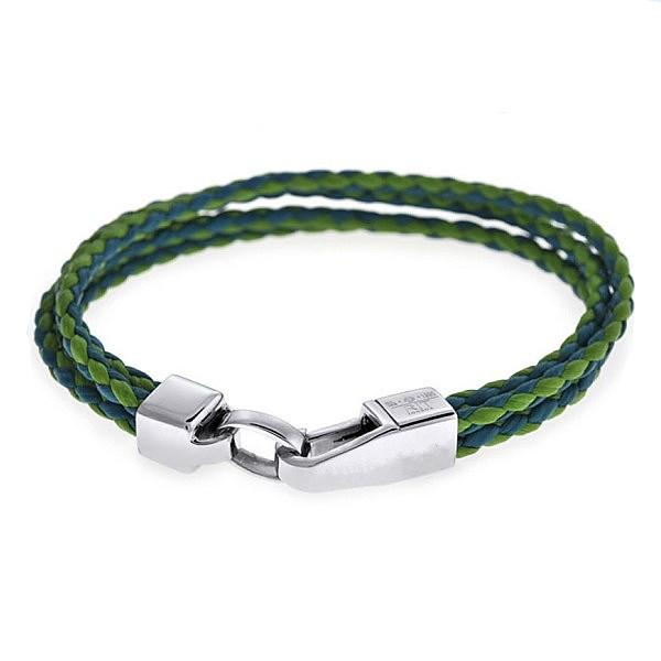Europ American Fashion Trendy Stainless Steel Geniune PU Leather Bracelet Bangle