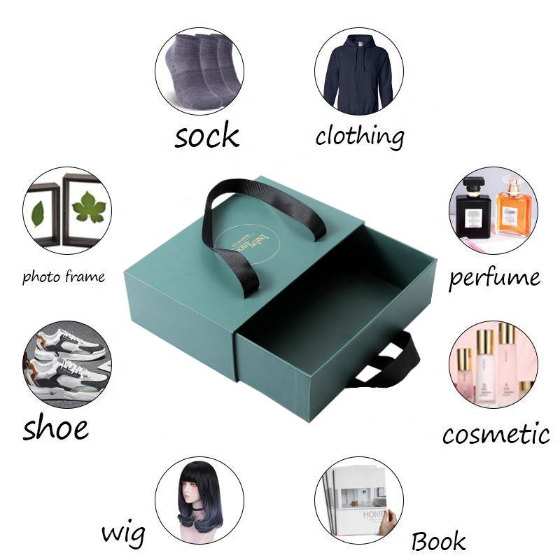 ODM OEM Acceptable. Free Sample Portable Empty Slide Out Packing Rigid Drawer Type Gift Box Bag with Ribbon
