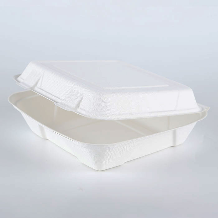 Biodegrabable bagasse pulp Clamshell Lunch Box