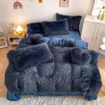 Soft and Warm Sheet Set for Kids Girl Rainbow Color Bed Sets Fur Velvet Fluffy