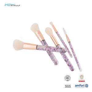 Wholesale 5pcs Travel Makeup Brush Set Aluminum Ferrule Crystal Handle Soft Silky Bristles from china suppliers
