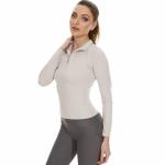 Zipper Gray Horse Riding Tops T Shirt 4 Way Stretchy Active Equestrian Clothing