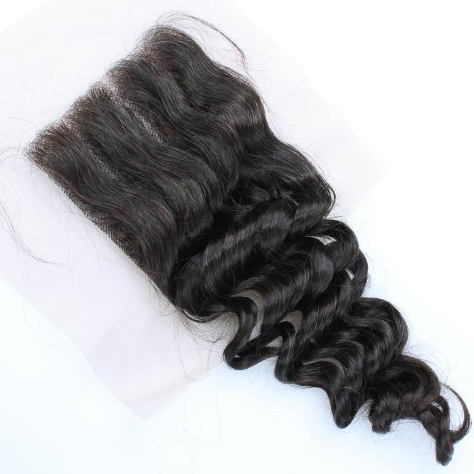 Top Quality Wholesale Peruvian Hair Deep Wavy Silk Top Virgin Hair Lace Closure
