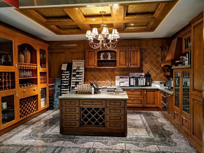 Fadior Warm Wood Grain Cellar Wine Storage System With Gold Handles