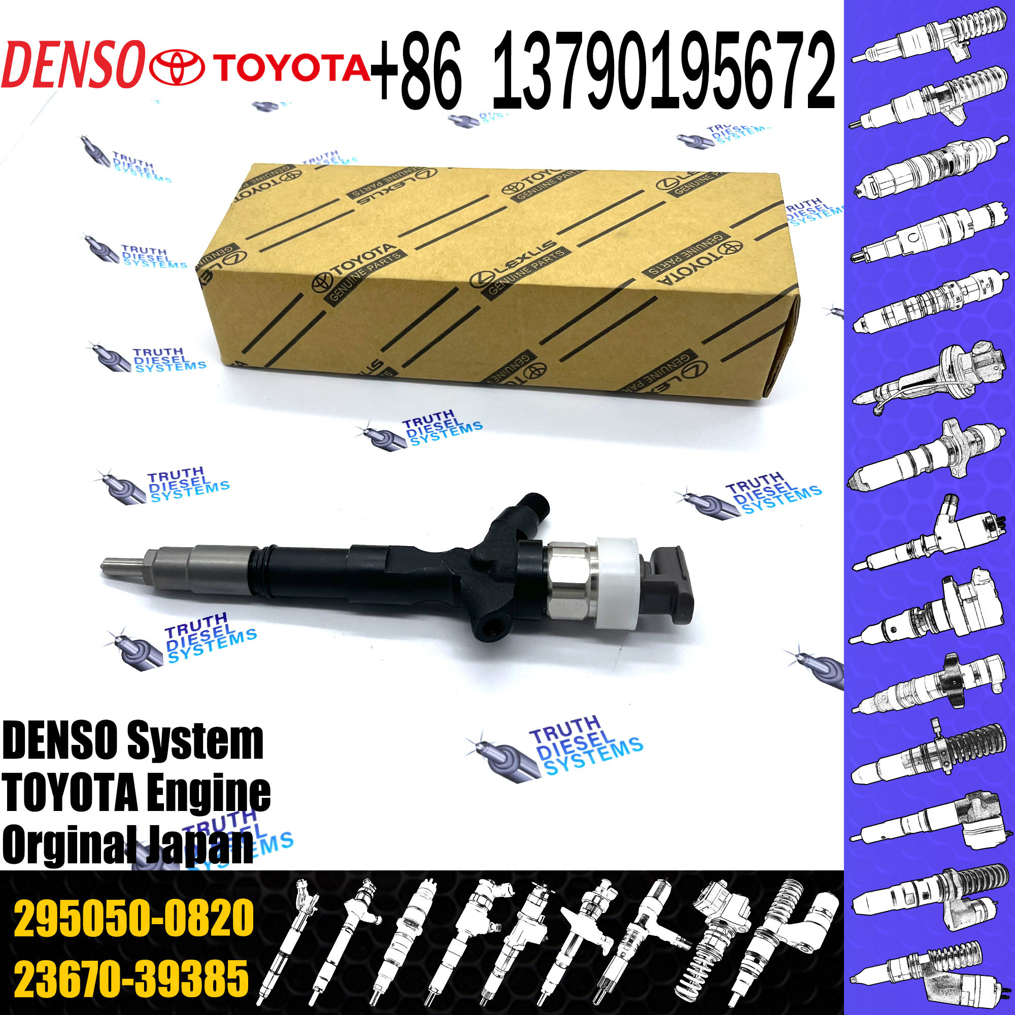 Genuine Injector 23670-30380 295050-0820 For Car Spare Parts 9709500-082 2950500820 2367030380