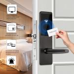 RFID Card Mechanical Key Hotel Smart Locks Smartphone Access Black Aluminium