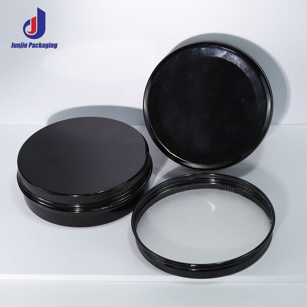 100ml 100g Round Flat Shape Black Color Professional Aluminum Container for Cosmetic Packaging