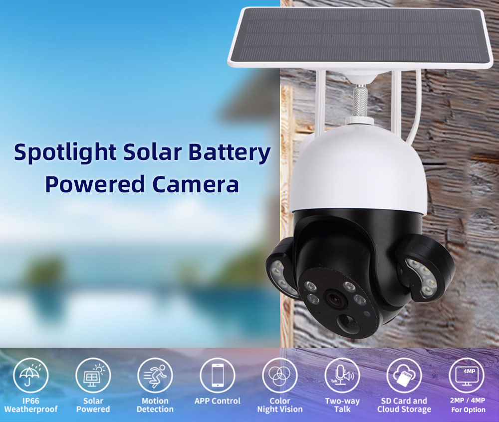 WiFi 4K Home Security Camera Built In Siren IP65 Weatherproof Solar Powered WiFi Camera