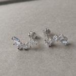 Zirconia Ear Studs for Women's Vermeil Jewelry Iced Out Earrings