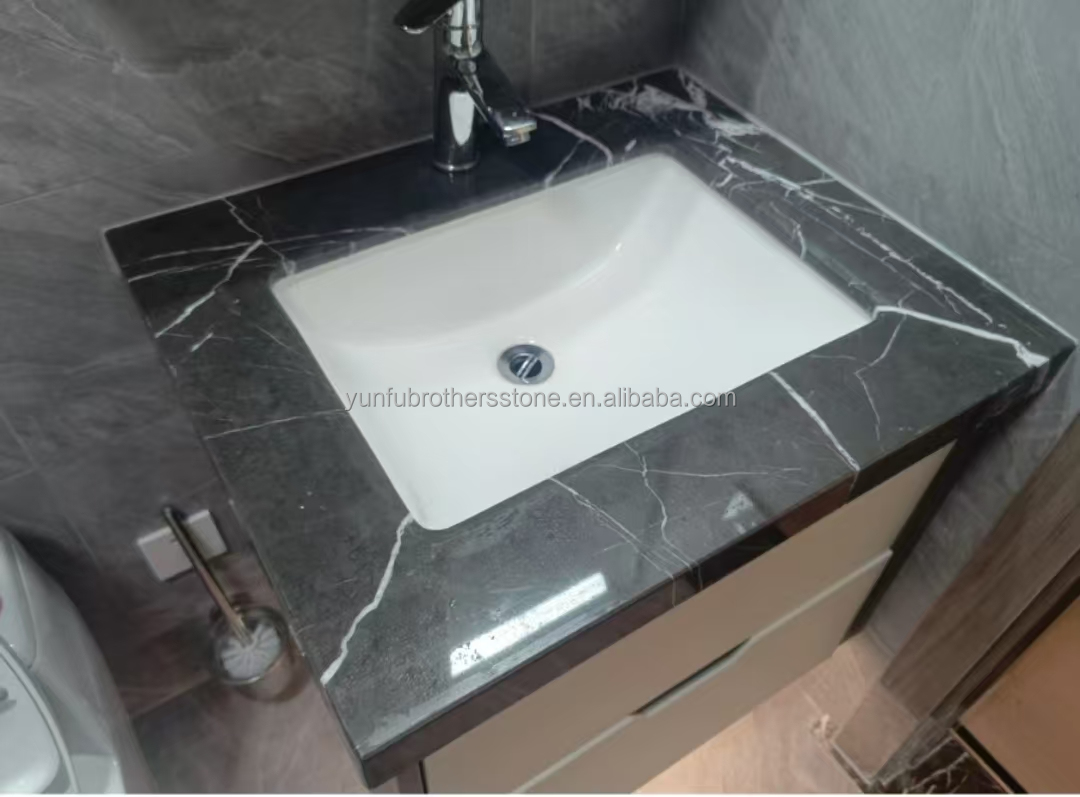 White Veins Marble Sink Cut to Size from Calcite Marble for Modern Hotel Villa Design