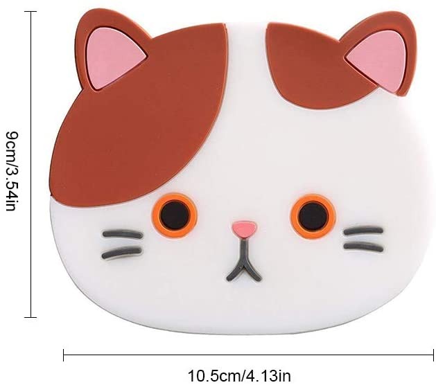 Minglu CM-005Cute Cartoon Cat Cup Coasters Mats Silicone Rubber Coaster for Wine, Glass, Tea, Housewarming Beverage, Drink, Beer