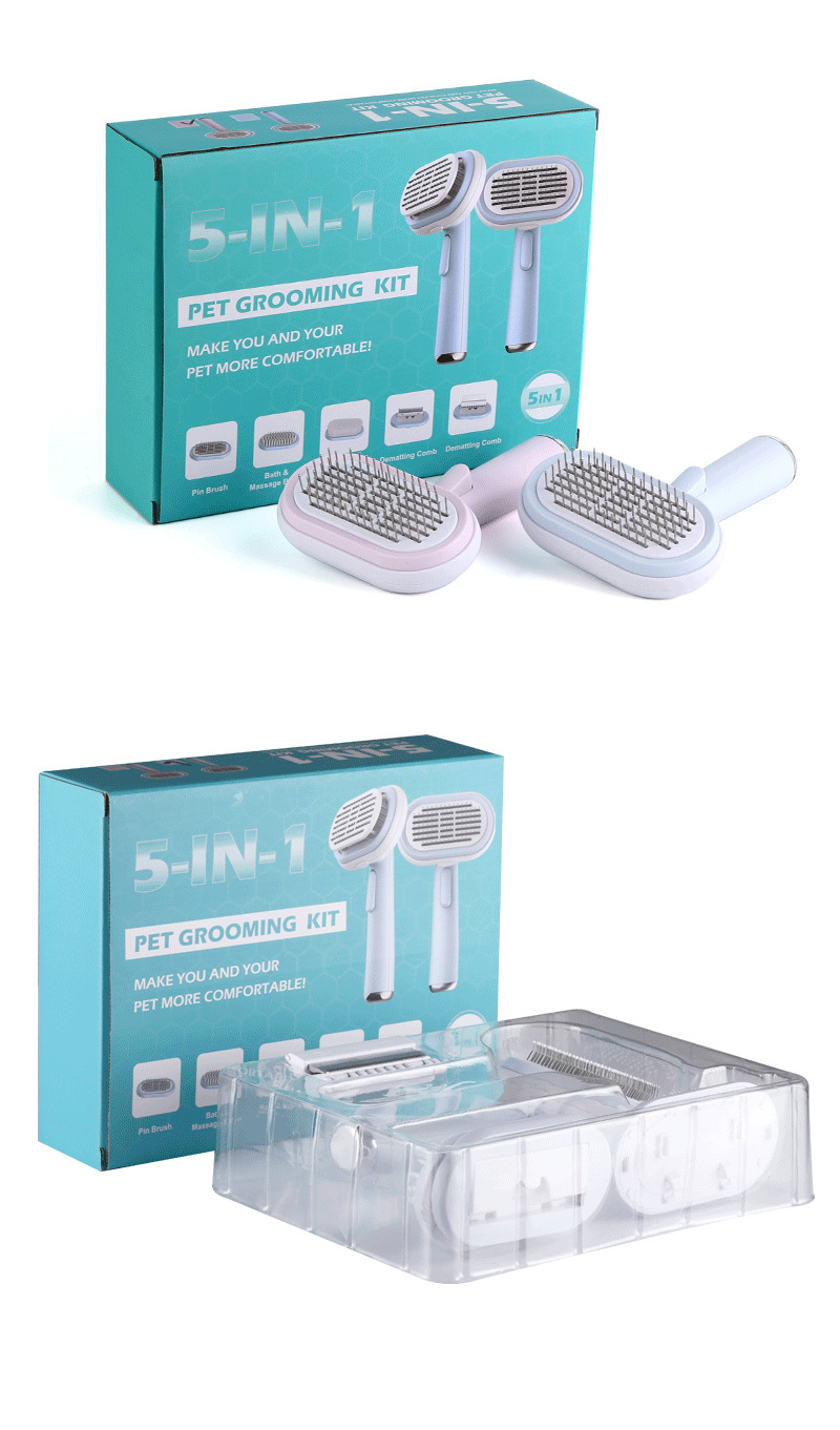 Hair Dematting Pin Comb Pet Grooming Kit Self Cleaning Slicker Brush Shedding Tool