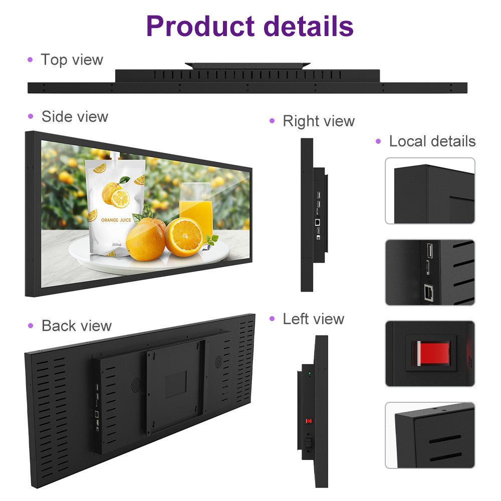 23.1 Inch Indoor Ultra Wide Monitor LCD Screens Stretched Bar Advertising