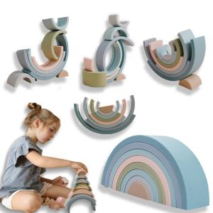 Wholesale Educational Infant Stacking Toy BPA Free Rainbow Silicone Stacker Food Grade from china suppliers