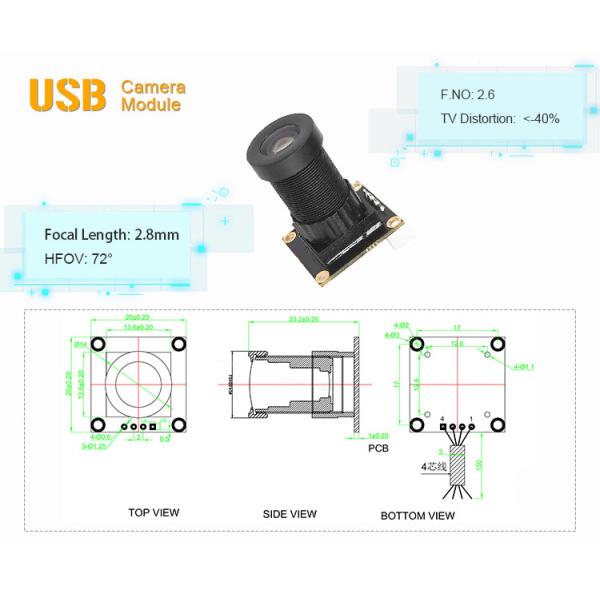 Mini 0.3 Megapixel No Distortion Lens OV7725 Webcam Camera Module