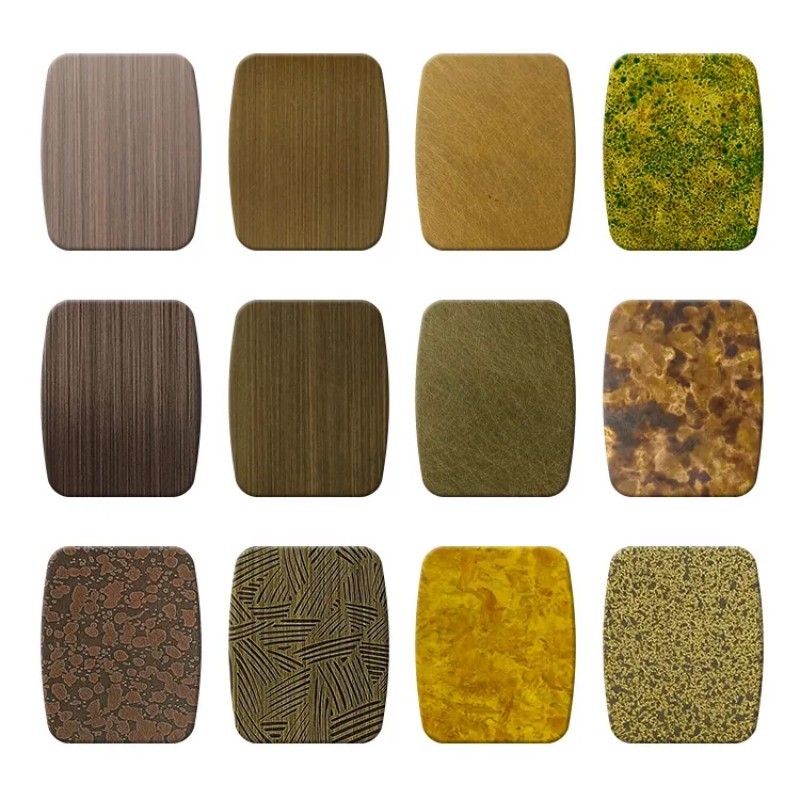 Customized Stainless Steel Sheet Antique Brass Speckle Finish For Art Decoration Wall Plate