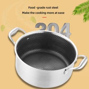 Wholesale Custom Induction 18/8 Stainless Steel Cooking Pot Honeycomb Non Stick Cooking Soup Pot With Glass Lid from china suppliers