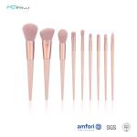 Poly Bag Light Pink 9pcs Travel Makeup Brush Set