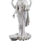 Marble Lakshmi Sculpture Stone Hindu God Fortune Goddess Indian Religious