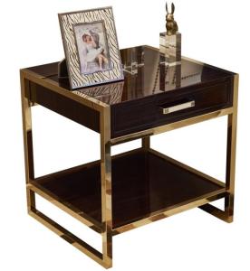 Wholesale Brasss metal base high gloss finish 5-star hotel night stand,hotel bedside table for 5-star hotel from china suppliers
