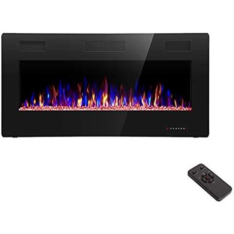 60 Inch Metal and Tempered Glass Insert Electric Fireplace Stove with Linear