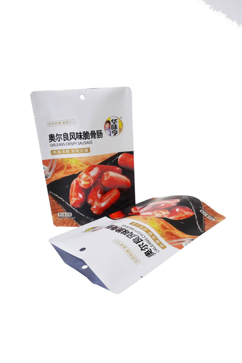 China factory safety food grade food packaging meat snack sausage packaging bag stand up pouch