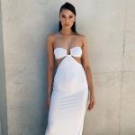 Halter Strap Backless Low Cut Sexy Summer Midi Dress Polyester 95% Spandex 5%
