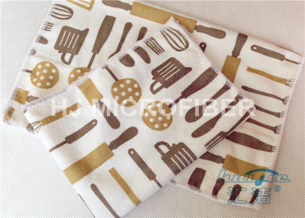 Kitchen Reusable Printed Microfiber Cloth Machine Washable , Microfiber Dust