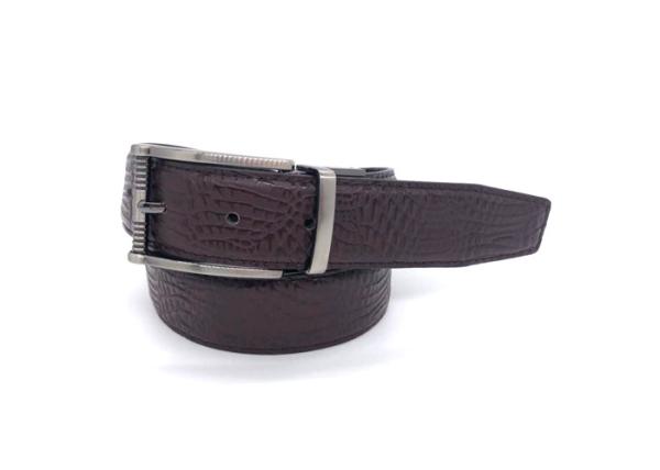 Mens Genuine Leather Reversible Belt Double Side Adjustable Nickel Brush Buckle