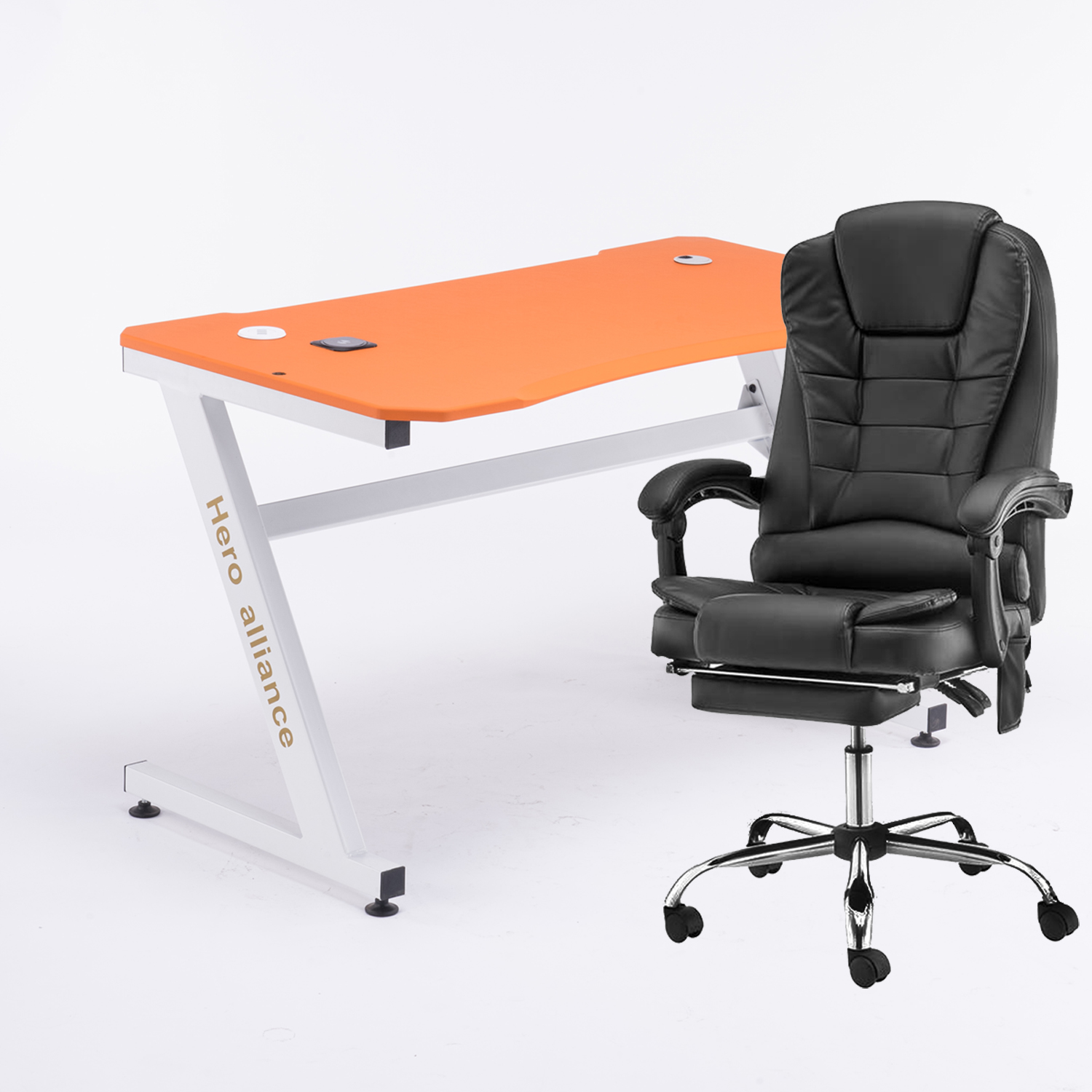Traditional Design Style Gaming Chair with Heater Function and Synthetic Leather Cover