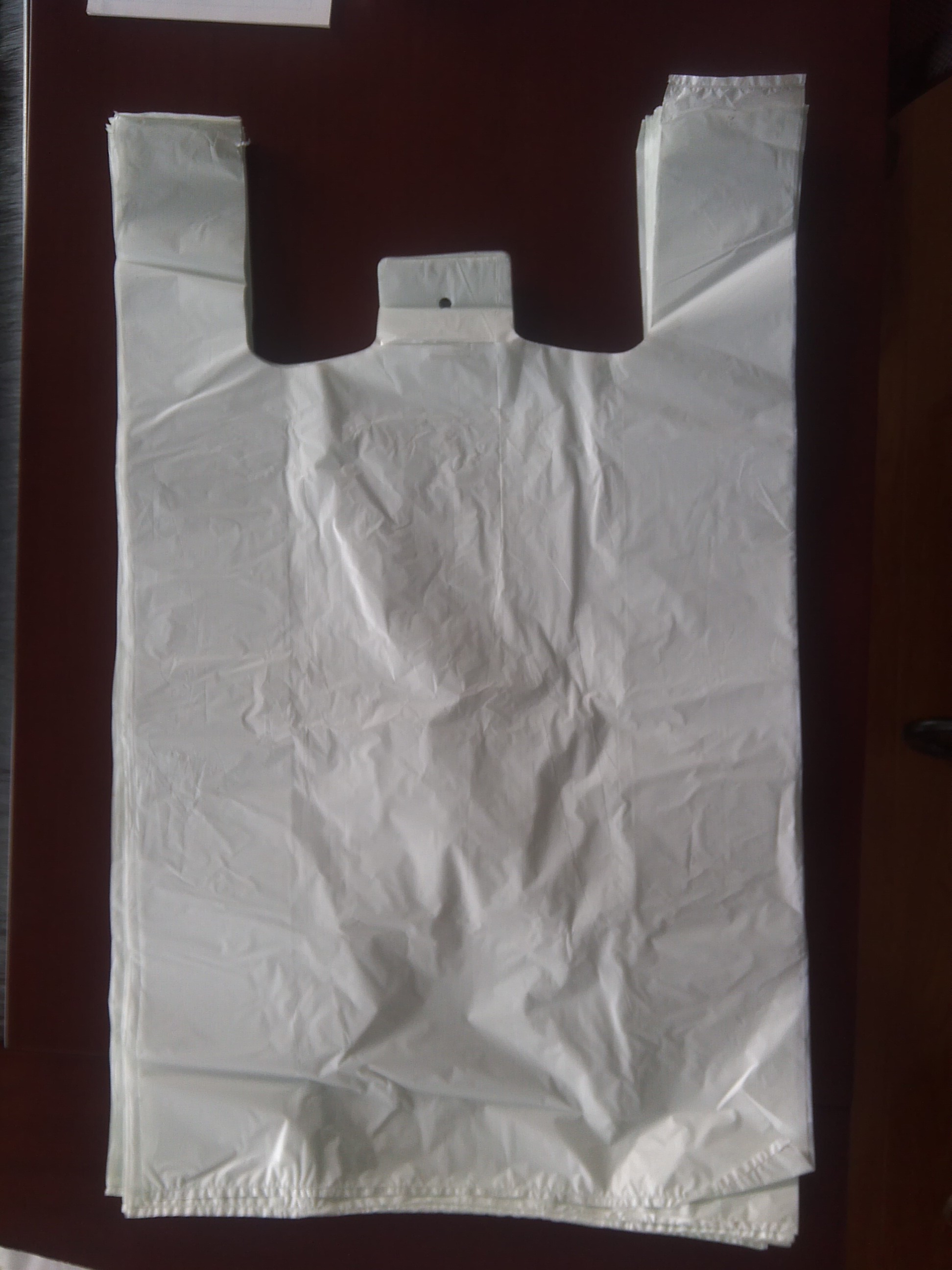 400+190*650mm 16mic White Plastic T-Shirt Shopping Bag - 500/Case , HDPE Material