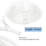 1/2’’ ID × 5/8’’ OD - 10 ft Clear Plastic Vinyl Tubing, Flexible PVC Hose, Non