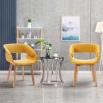 Linen Fabric Restaurant Arm Chair Upholstered Side Seat Club Guest With Solid