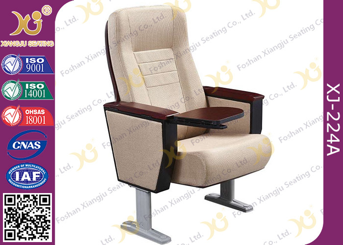 Modern Standard Seat Auditorium Church Chairs Solid Rubber Wood Armrest
