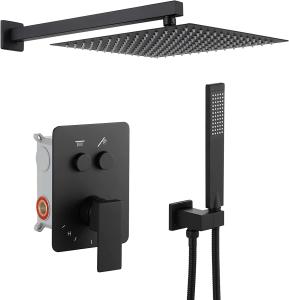 Wholesale OEM ODM 12 Inch square waterfall cabezal de ducha shower bathroom mixer set black column shower head from china suppliers