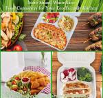 100% Compostable 3 Comp Take Out Food Containers Containers, Natural Disposable