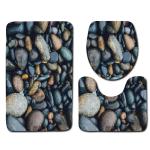 Stone Printed 3 Pc Bath Rug Set 45*75cm Toilet Seat Cover Rug