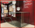 Double Steel Plate Staircase VK55S Tread beech ,Railing tempered glass, Handrail