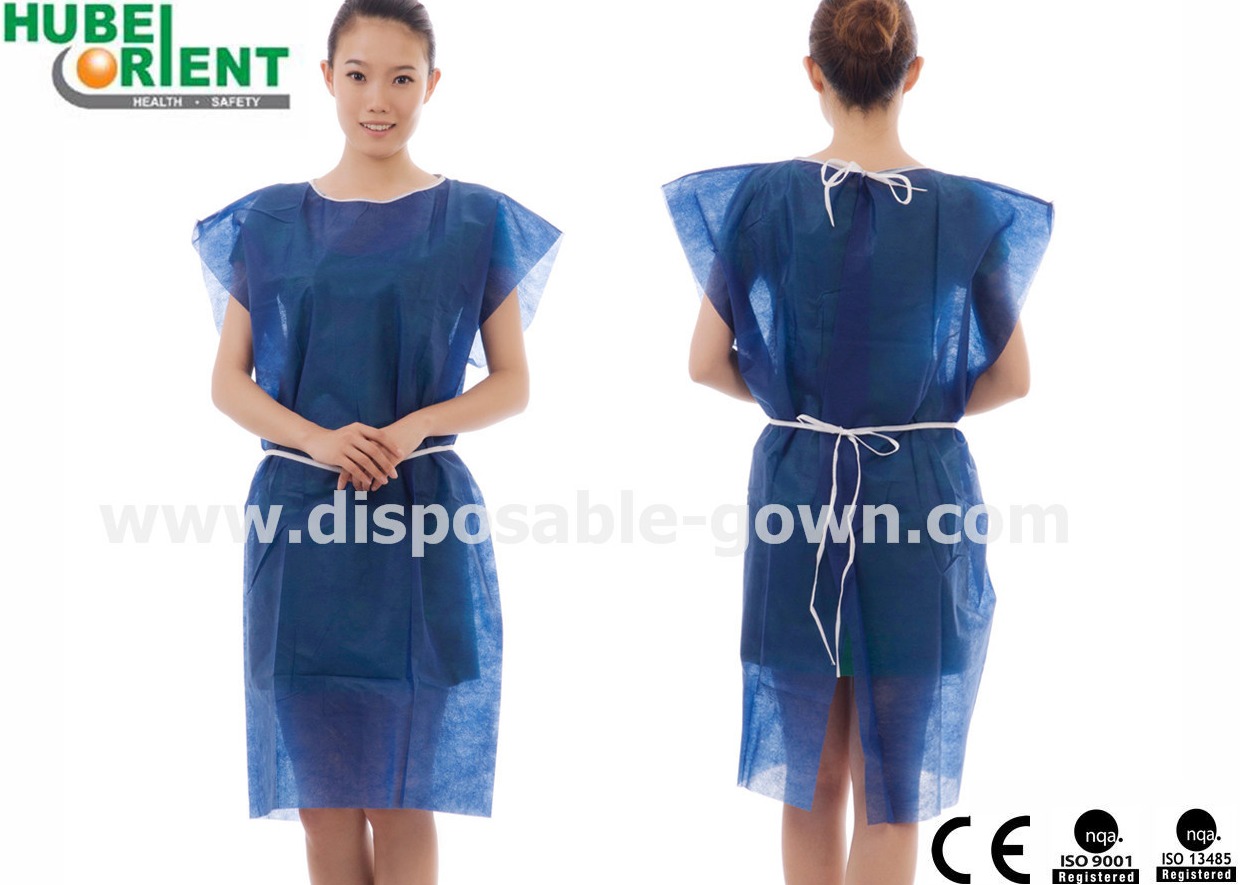 One Time Use 45g/m2 Nonwoven Medical Patient Gown Without Sleeves