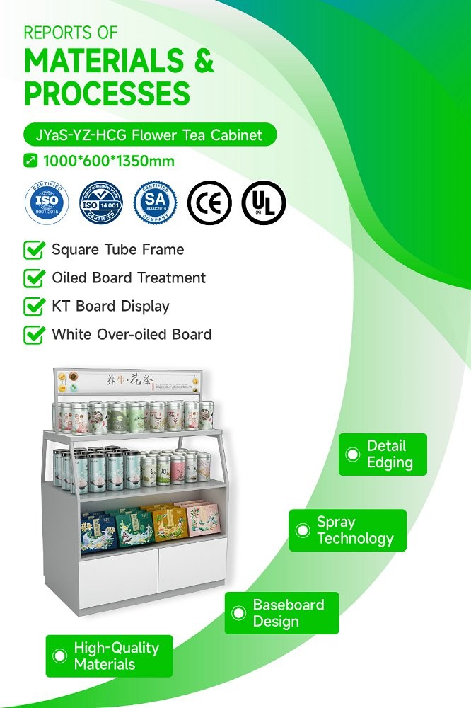 JYaS-YZ-HCG Uniform Brand Image Flower Tea Cabinet for Large Chain Pharmacies with 5mm Double-Sided KT Board