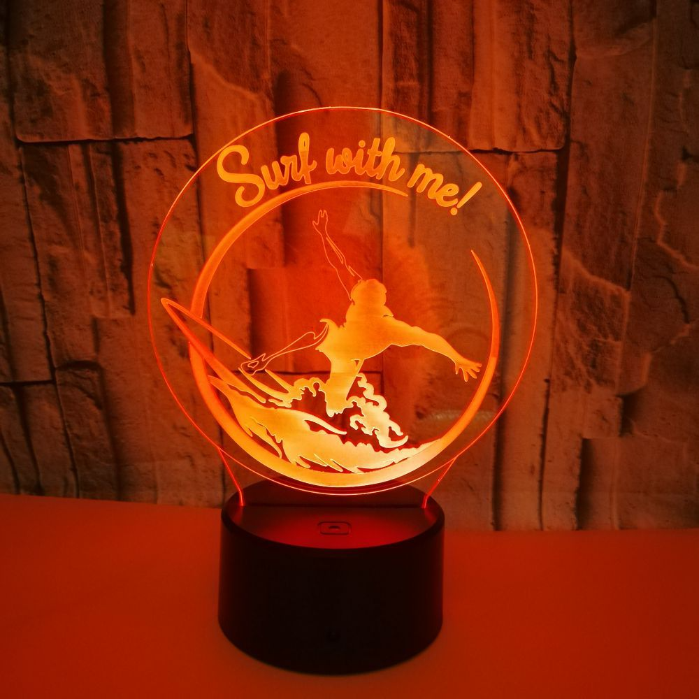 Custom OEM company sports logo pictures surf Waves 3D Night Lights Crack Stereoscopic 