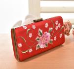 European and American vintage handmade embroidered peony high-grade hand clutch