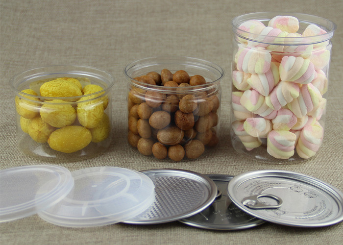 50ml Food Grade Clear Plastic Cylinder Tubes , Transparent PET Nut Cans