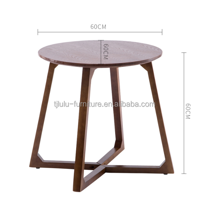 Cross-Legs Wood Coffee Table Side Table Modern Design Style in Burlywood/Walnut Color