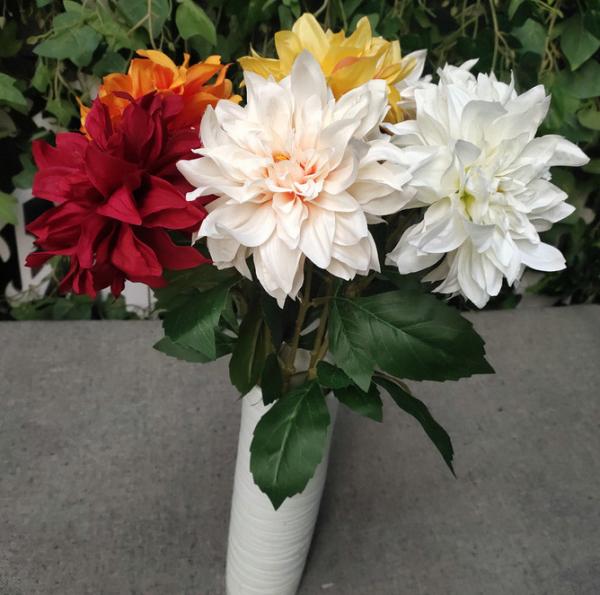 European Style 3 Heads Dahlia Artificial Flower For Home Party Wedding Silk