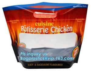 Wholesale Resealable Grease Proof Bags, Grilled Chicken Bag, Stand Up Roasted Packaging, Hot Roast Pouch Anti Fog from china suppliers